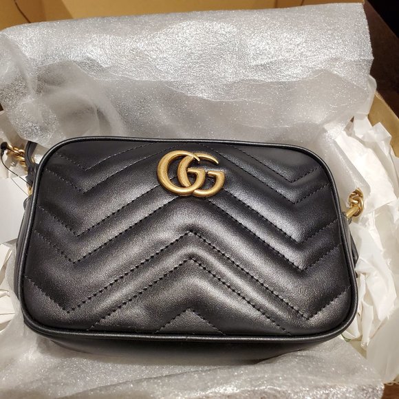 Gucci GG Marmont Black Leather Shoulder Bag - Picture 2 of 8